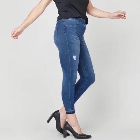 Spanx Distressed Ankle Skinny Jeans Jeggings Medium Wash Denim Leggings Sz Small - Picture 1 of 9